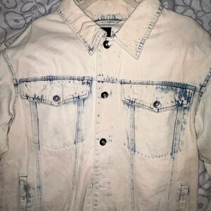 Men's Original Use Denim  Jacket Long Sleeve Light Blue Size M